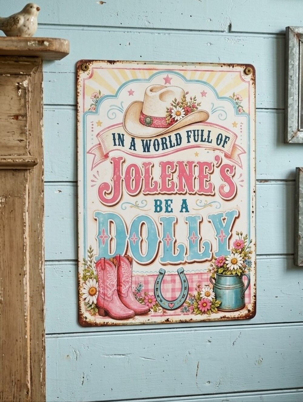 Inspirational Dolly Jolene Wall Decor 7 X 10.5 Inch Wooden Pastel Design NWOT